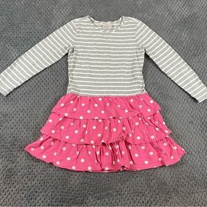 Hanna Andersson Girls‎ Size 8 Striped Polka Dot Ruffle Long Sleeve Twirl Dress